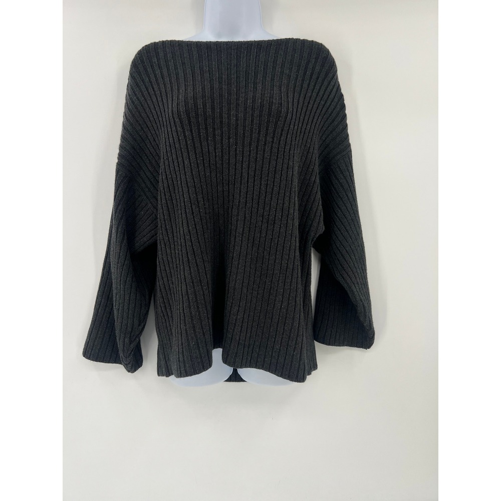 Lunya XS/S Charcoal Gray Ribbed Pima Cotton Alpaca Blend Sweater - Picture 7 of 7